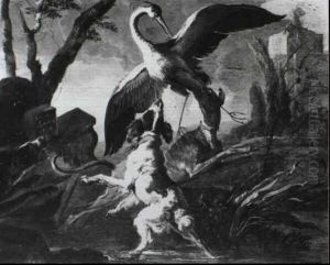 Hounds Attacking A Crane