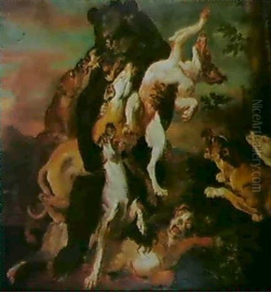 Hounds Attacking A Bear - view 1