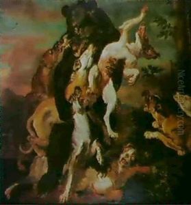 Hounds Attacking A Bear by Abraham Danielsz. Hondius