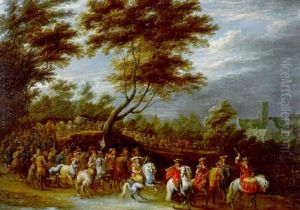 A Ceremonial Procession Of A Prince At The Head Of A Troop Of Cavalrymen