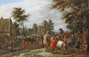 Dorflandschaft Mit Aufbruch Zur Jagd Dorflandschaft Mit Aufbruch Zur Jagd