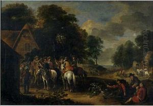 La Halte Des Cavaliers Devant L'auberge by Lambert de Hondt
