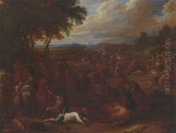 A Wooded Landscape With A Cavalry Skirmish - view 1