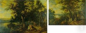 Scene De Chasse A Courre Dans Un Foret by Lambert de Hondt