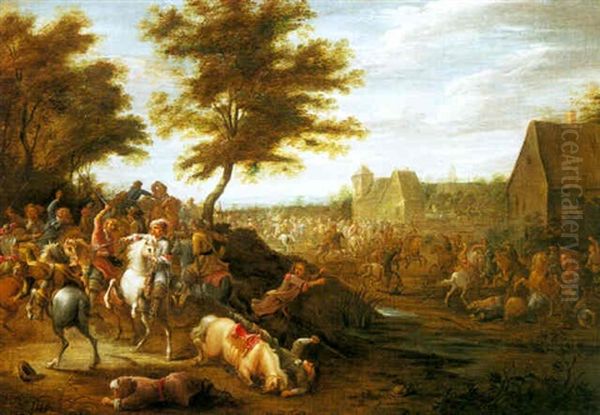 Cavalry Battle Near A Village - view 1