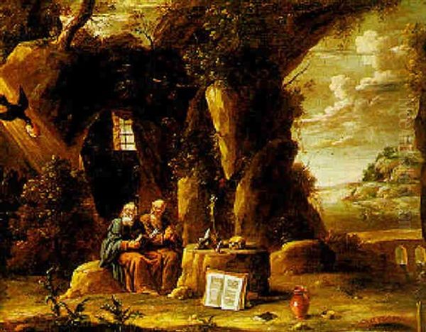 Saint Paul The Hermit Visited By Saint Anthony Abbot In The Desert - view 1