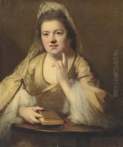 Portrait Of A Lady, Half-length, At A Table With Her Book by Nathaniel Hone