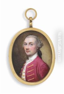 Thomas Stephens, Aged Thirty-six, In Crimson Coat With Gold Braiding, White Waistcoat, Powdered Hair En Queue And Black Wig Bag by Nathaniel Hone
