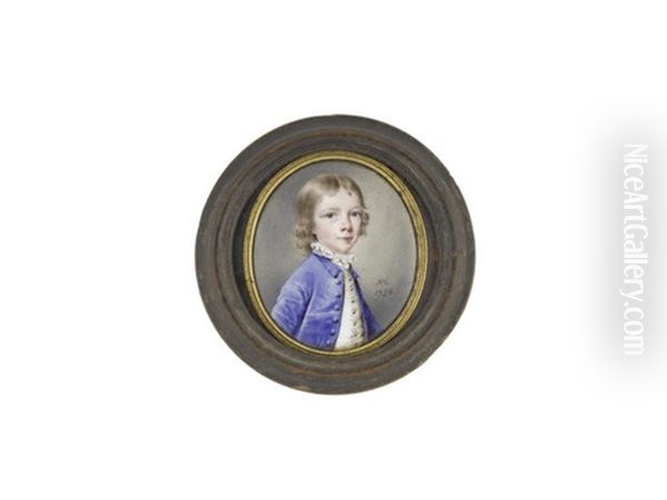 John Hollond (1744-1806), Aged 6, Wearing Blue Coat, White Waistcoat And Frilled Chemise, His Blond Hair Curled To His Shoulders - view 1