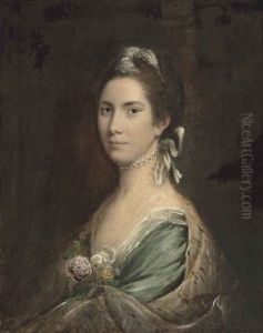 Portrait Of A Lady, Thought To Be Lady Elizabeth Levesson Gower, Countess Waldegrave (1724-1784), Half-length, In A Pale Blue Dress And Pearl Choker