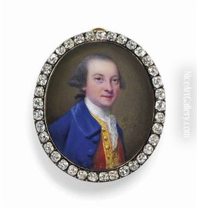 Sir Edward Dering, 6th Bt. (1732-1798), In Blue Coat, Gold-bordered Red Waistcoat, White Lace Cravat, Dark Hair by Nathaniel Hone