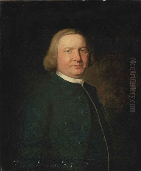 Portrait Of A Gentleman Richard Collins?) In A Blue Coat And White Stock - view 1
