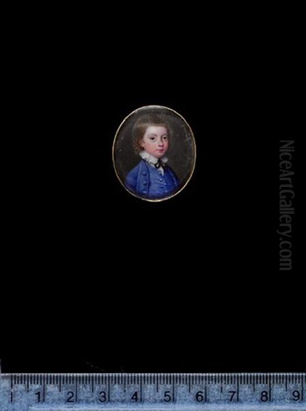 Arthur Vansittart, Wearing Blue Coat With Covered Buttons, Matching Waistcoat, Frilled White Collar And Black Ribbon Tie - view 1
