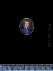 Arthur Vansittart, Wearing Blue Coat With Covered Buttons, Matching Waistcoat, Frilled White Collar And Black Ribbon Tie by Nathaniel Hone