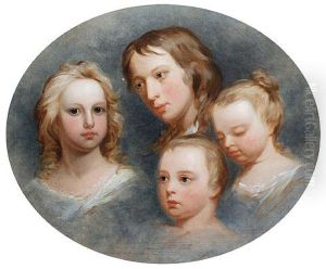 Four Children Of Thomas Marlay (study) by Nathaniel Hone