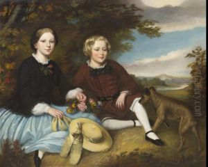 Portrait Of A Girl And Boy by Edward Charles Barnes