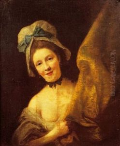 Jeune Femme Apparaissant Derriere Une Draperie Jaune Jeune Femme Apparaissant Derriere Une Draperie Jaune
