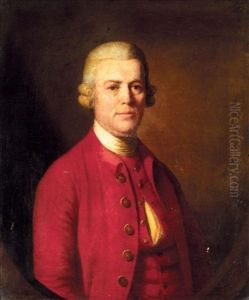 Portrait Of A Gentleman, Half-length, Wearing A Red Coat And A White Neck Tie