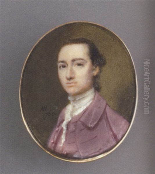 A Young Gentleman In Mauve Coat And Waiscoat, Lace Cravat, Hair En Queue - view 1
