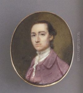 A Young Gentleman In Mauve Coat And Waiscoat, Lace Cravat, Hair En Queue by Nathaniel Hone