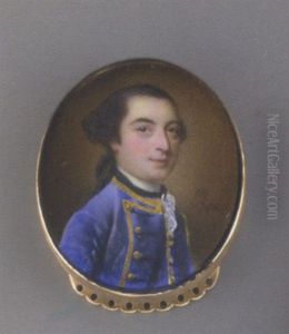 A Gentleman (john, 7th Earl Of Galloway?) In A Twisted Gold Bordered White Coat And Waistcoat, Lace Cravat And Black Stock, Powdered Hair En Queue