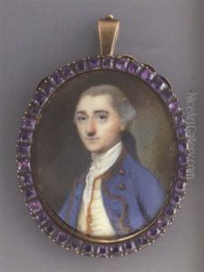 A Gentleman, Admiral Keith Stewart, In Gold-bordered Blue Coat, Gold-bordered White Waistcoat And Lace Cravat, Powdered Wig En Queue by Nathaniel Hone