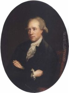 Portrait Of Mr. Pratt Wearing A Black Coat With White Lace Collar And Cuffs