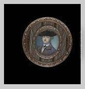 Gentleman Wearing Gold-figured Mauve Coat And Matching Waistcoat, White Lace Cravat, White Collar, Black Ribbon Cravat And Gold Trimmed Black Tricorn by Nathaniel Hone