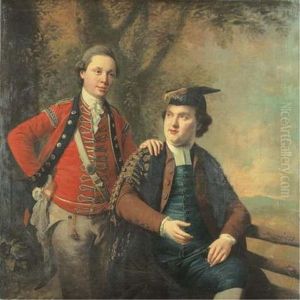 Double Portrait Of General Richard Wilford And Sir Levett Hanson, The Former In The Uniform Of The Light Company Of The 2nd Regiment Of Foot, The Latter In Academic Robes by Nathaniel Hone