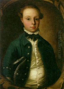 A Portrait Of A Young Boy With A Blue Velvet Coat