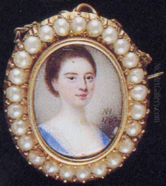 A Noblewoman, In Blue Dress With White Lace Underslip, Her Brown Hair Upswept - view 1