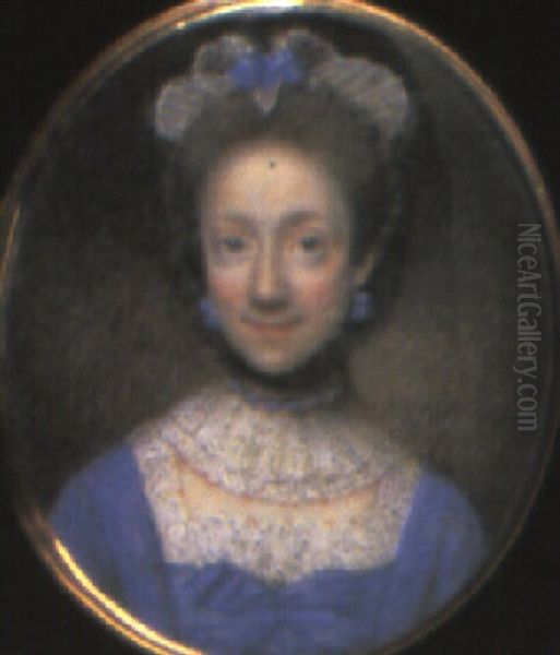 Portrait Of A Lady In Lace-bordered Blue Dress - view 1