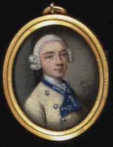 A Gentleman With Powdered Wig En Queue, Wearing A           Cream-coloured Coat With Blue Facings And White Braid
