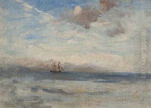 Seascape With Distant Brig by Nathaniel Hone the Younger