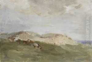 Sheep Resting In The Shade; The Sand Dune; River Landscape (3 Works) by Nathaniel Hone the Younger