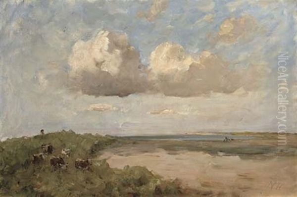 St. Marnock's Strand And Sea With Five Cows - view 1
