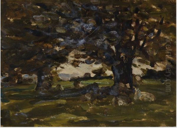 Sheep Under Trees - view 1