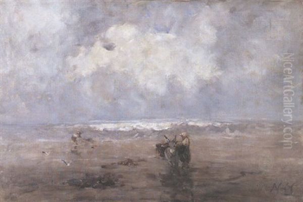 Kelp Gatherers On A Beach - view 1