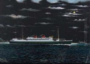 Tasman Liner, Awatea. Passing The S.s. Tamahine Off Pencarrow by Frank Barnes