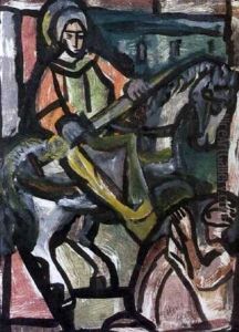 St. Martin Of Tours - Design For Stained Glass Window by Evie Sydney Hone