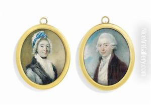 Samuel And Martha Lord Of Halifax: She In White Dress And Lace Bonnet, He In Brown Coat