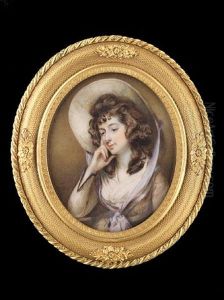 Sarah Siddons Wearing Light Brown Dress With Darker Trimming At The Cuff, Dark Brown Sash, White Fichu