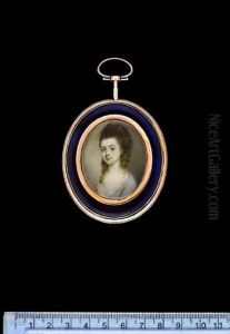 A Lady, Wearing Blue Dress Over White Smock, A Strand Of Pearls In Her Upswept And Curled Natural Hair by Horace Hone