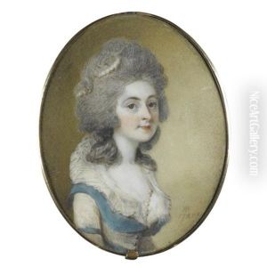 Portrait Of The Hon. Sophia Ward Wearing A Blue And White Dress, Pearls Entwined In Her Hair Portrait Of The Hon. Sophia Ward Wearing A Blue And White Dress, Pearls Entwined In Her Hair