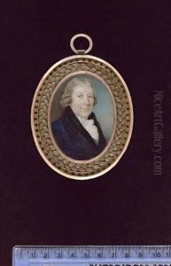 A Gentleman Wearing Blue Coat With Black Collar, Black Waistcoat, Frilled White Chemise And Tied Cravat by Horace Hone