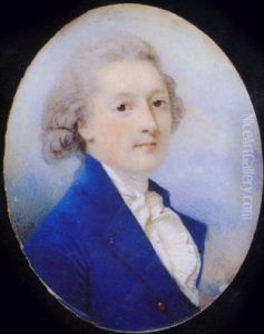 A Gentleman, In Blue Coat With Gold Buttons, White Frilled Shirt And Cravat, His Hair Powdered