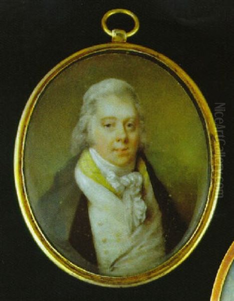 A Gentleman, In Brown Coat, White Waistcoat With Checked Yellow Collar And Tied White Cravat - view 1