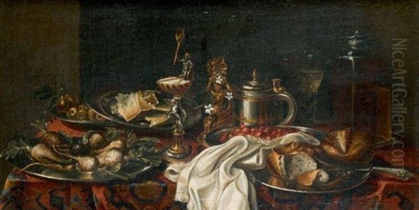 Composition Aux Fruits, Coupes Montees Et Chopes Sur Tapis D'orient - view 1