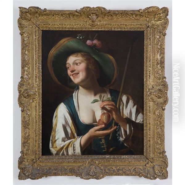 Shepherdess Holding Apples - view 1