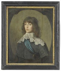 Portrait Of One Of The Princes Palatine, Possibly Karl Ludwig, Prince Palatine, Half-length, In Armour And White Collar, Wearing The Sash Of The Order Of The Garter, Feigned Cartouche